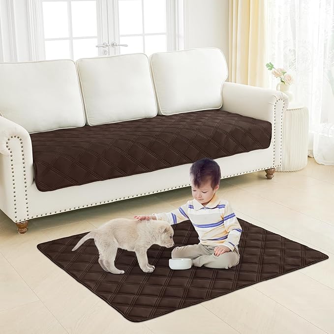 Smiry Waterproof Dog Bed Cover Blanket 30x53, Soft Reversible Pet Blanket, Washable Leakproof Cats Dogs Couch Cover for Sofa, Couch, Furniture, Chocolate/Beige