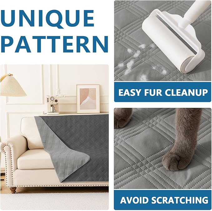 hyha Waterproof Dog Blanket, Reversible Pet Bed Blanket, Soft Sofa Couch Cover for Dogs Washable, Waterproof Pet Couch Covers for Sofa Puppy Cats Furniture Protector(68"x82", Grey/Dark Grey)