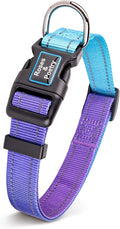 Roses&Poetry Reflective Dog Collar with Gradient Violet, Adjustable Durable Pet Collars for Small Medium Large Dogs (Violet-L)