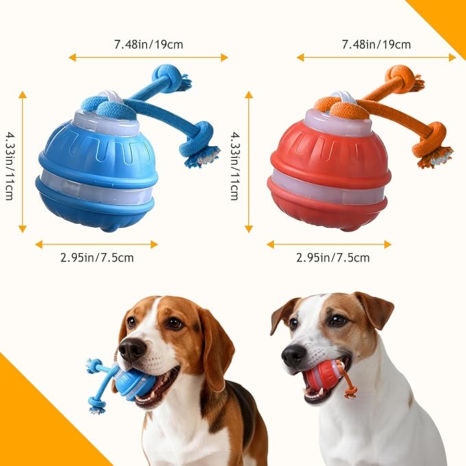 Interactive Dog Toys,Upgraded Motion Activated Rolling Dog Ball Toy for Small/Medium Dogs,Smart Automatic Rolling Toy with USB Rechargeable,Interactive Dog Balls(Orange)
