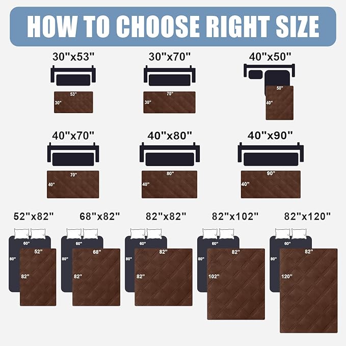 Smiry Waterproof Dog Bed Cover Blanket 40x80, Soft Reversible Pet Blanket, Washable Leakproof Cats Dogs Couch Cover for Sofa, Couch, Furniture, Brown/Beige