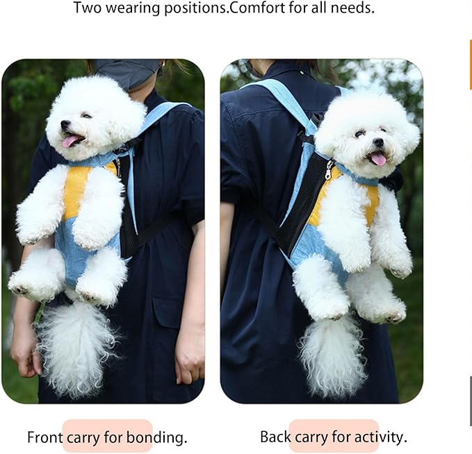 Lightweight Pet Backpack Carrier for Small Dogs & Cats - Easy-Fit Adjustable Straps, Basic Legs-Out Design, Durable for Daily Use (Fits Pets Under 15lb) (Red-Blue Color-Blocked, X-Large)