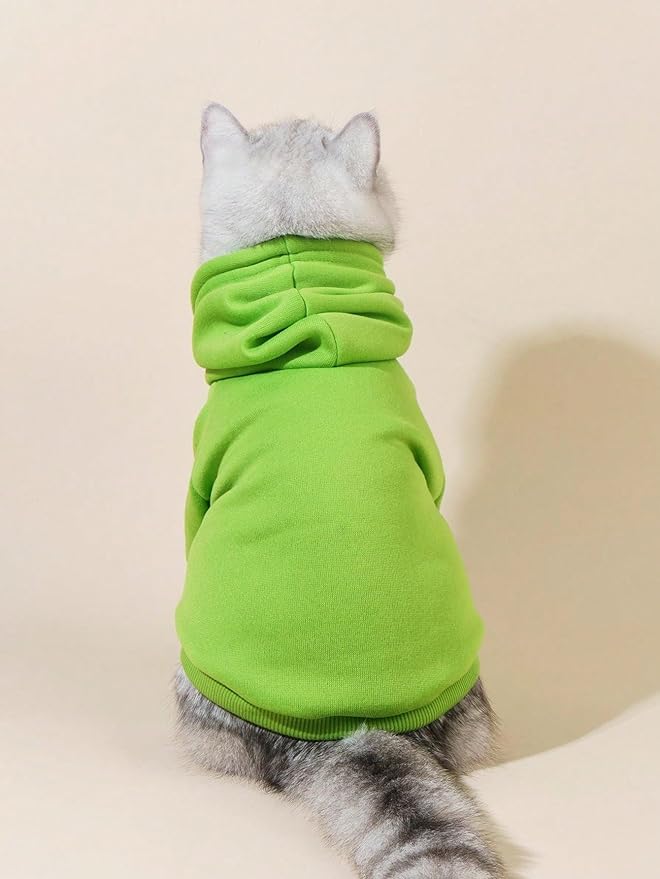 QWINEE Basic Dog Hoodie Sweatshirt Puppy Sweater Warm Cat Costumes Pet Clothes for Chihuahua Puppy Kitten Small Medium Dogs Green X-Small