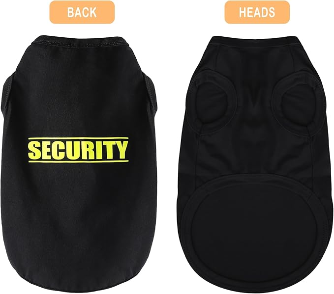 Discover Cozy Cotton Canine Wear: Soft, Lightweight, and Breathable Dog Shirt Vest with Eye-Catching Graphics(Security), Keeping Your Furry Friend Warm and Comfy! Black XS