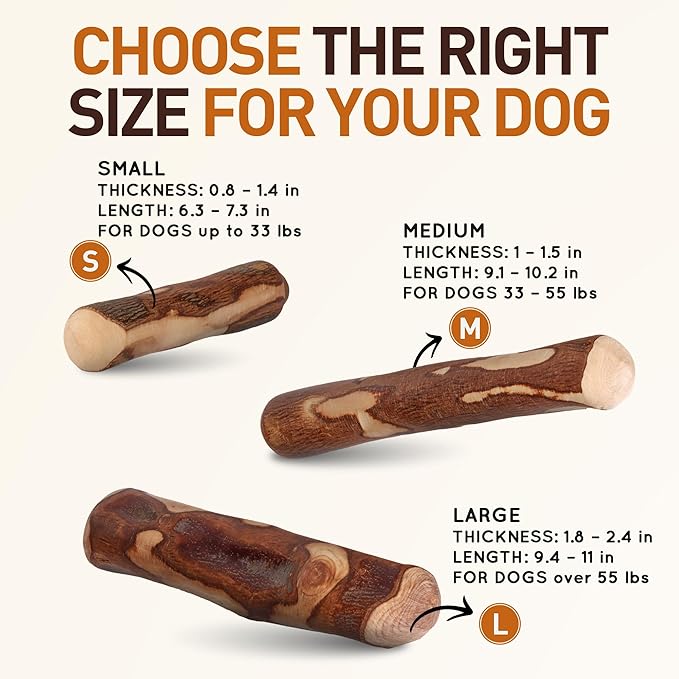 Wildfang® Olive Wood Chewing Sticks for Dogs, Large - Tough Chew Toys for Aggressive Chewers, Puppy Chew Toys for Teething, Training for Chewing Muscles, Olive Wood Stick for Dog (Over 55lbs)