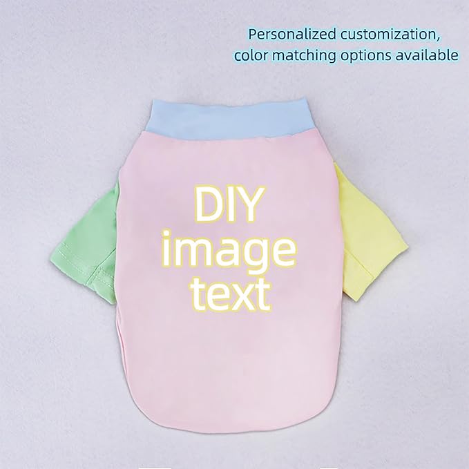 Custom Dog Shirt,Personalized Pet Apparel with Name Text Photo Image,Lightweight Breathable Puppy Kitten Cotton Vest for Small Medium Large Dogs Cats,Puppy Gift (Dopamine Blue, Small)