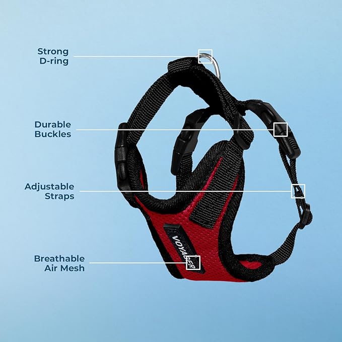 Voyager Step-in Pet Harness - All Weather Mesh, Adjustable Step in Harness for Cats and Dogs by Best Pet Supplies - Red/Black Trim, XL
