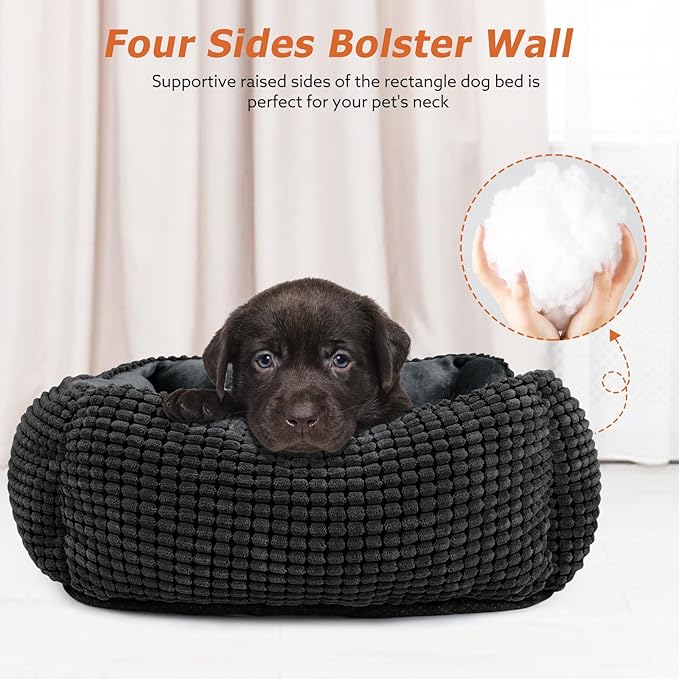 MIXJOY X-Large Dog Bed for Large, Medium, Small Dogs - Rectangle, Washable, Orthopedic, Soft Calming Sleeping Puppy Bed - Durable Pet Cuddler with Anti-Slip Bottom - XL (35"x25"x9")