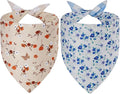 Spring Dog Bandanas Small 2PCS, 4 Pattern Summer Floral Scarf for Boy and Girl, Triangle Reversible Bibs Breed for Puppy Pets