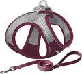 AIITLE Comfortable Dog Harness and Leash Set for Walking - Christmas Step in Vest Harness,Reflective Bands, Adjustable No Pull Puppy Essentials, for Small Dogs and House Cats Burgundy XS
