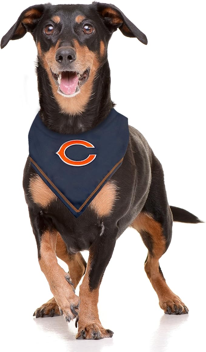 Pets First NFL Chicago Bears TIE Bandana, Large/X-Large. Dog Cat Scarf Bib for Pet. Ultimate Game-Day Party Bandana (CHI-3550-L-XL)