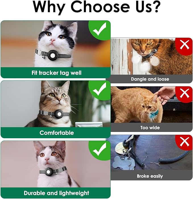 Cat Tracker, Lightweight Pet Tracker for Cats, No Monthly Fee, Waterproof Cat GPS Tracker Compatible with Apple Find My App(Only iOS), Real-Time Tracking, Precise Positioning, Smart Alerts
