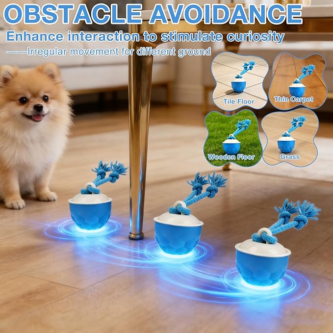 Interactive Dog Toys,2026 Upgraded Motion Activated Automatic Rolling Ball Toys for Small/Medium/Large Dogs Balls,Interactive Dog Ball for Boredom to Keep Them Busy,With USB Rechargeable (Blue)
