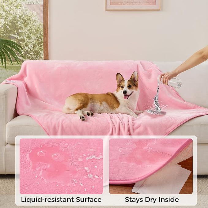 Sunheir Waterproof Dog Blankets for Small Dogs - Puppy Blanket Washable for Couch Protection, Soft Sherpa Fleece Cat Throw Blanket to Prevent Urine Leaks & Protects Furniture, 25"X 35", Pink