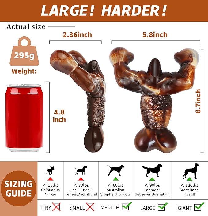 Dog Chew Toys for Aggressive Chewers Almost Indestructible Dog Toys,Bacon Flavor,Tough Dog Bone Toys for Medium/Large Breed Dogs,Best Chew Toys to Keep Them Busy