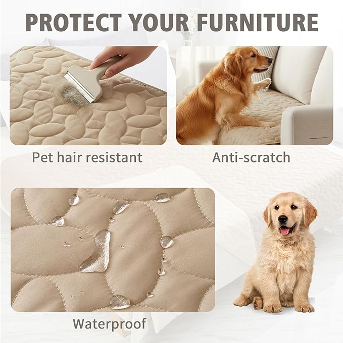 Ameritex Pet Bed Cover Dog Bed Blanket for Sofa and Furniture Waterproof New Pattern Design (68x82 Inch, Beige)