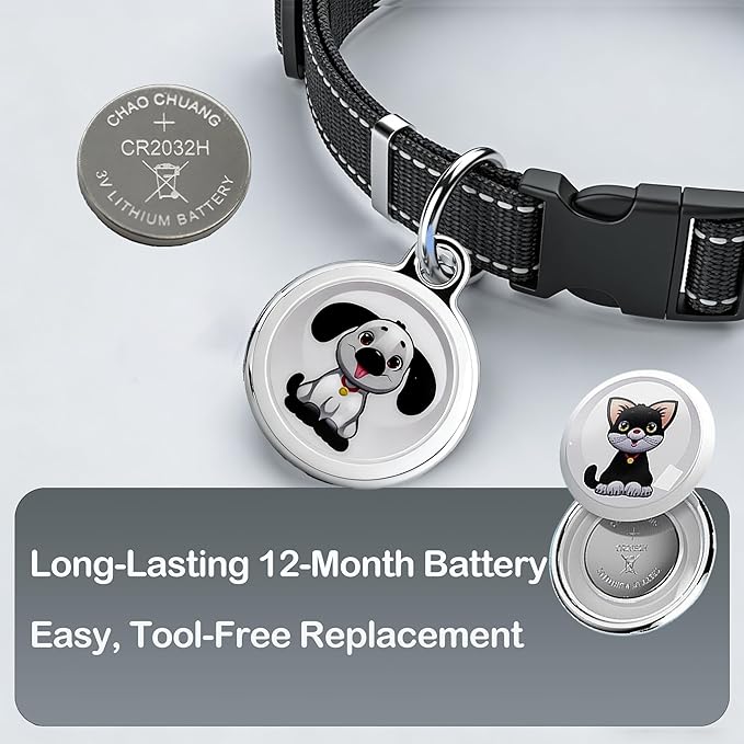 GPS Pet Tracker with Apple Find My Network, Android Compatibility, Real-Time Location Tracking, Water-Resistant (DINGWEIQI001)