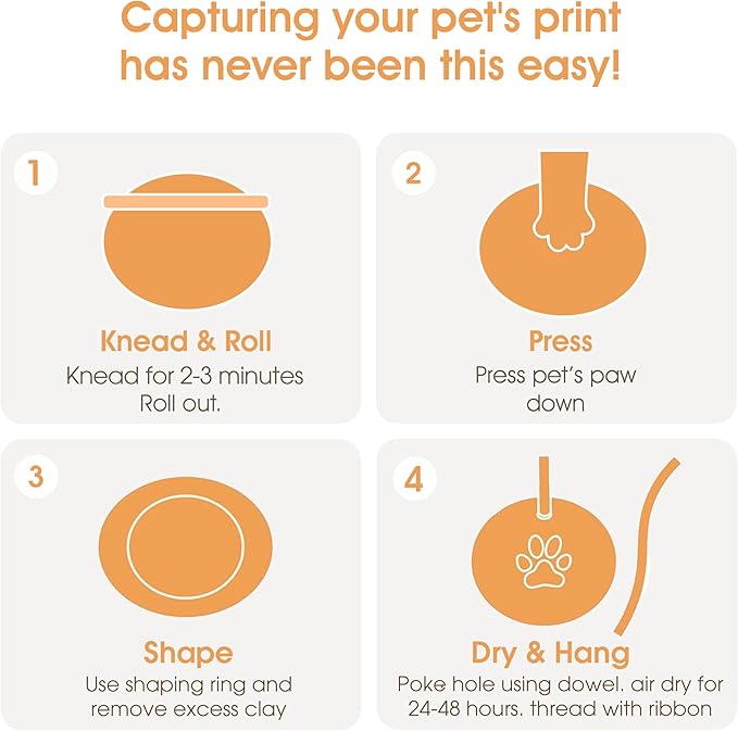 Pearhead Pet Paw Print Keepsake Ornament Kit,Memorial Clay Paw Impression for Dogs & Cats,DIY Hanging Pet Memorial with Ribbons,Pet-Keepsake Gift,(Pack of 2)