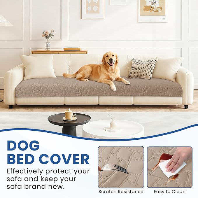 Waterproof Couch Covers for Pets, Waterproof Dog Bed Cover, Anti-Slip Soft Dog Blankets, Couch Cover for Dogs Washable, Pet Blanket for Puppy Large Dogs Cat (30x70 Inch, Khaki)