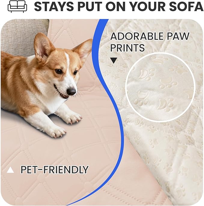 Waterproof Dog Blanket, Non-Slip Soft Pet Bed Cover, Couch Cover for Dogs Washable, Protects Sofa, Furniture, Crate, Car, Tear Resistant Leakproof Pet Blanket (40x50 Inch, Beige)