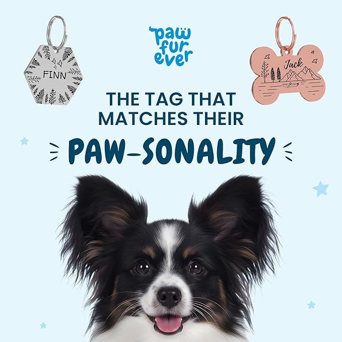 PawFurEver Dog Tags Personalized with Breed Design - Custom Dog Tags for Pets - Dog ID Tags Personalized for Pets - Stainless Steel Dog Collar Tag - Pet Name Tags for Dogs (Diamond, Rose Gold)