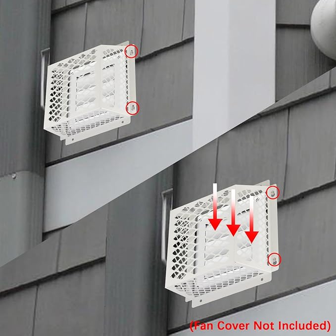 Dryer Vent Bird Guard,Dryer Vent Cover Guard for Most 5" to 6" Bathroom Exhaust Fan Ventilation Cover,8.5"Lx8.5"Wx6"H Steel Ventilation Bird Cage for Exhaust Fan Cover,White