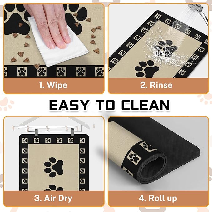 Absorbent Pet Dog Bowl Mat for Food and Water, Pet Cat Food Feeding Mat with Non Slip Rubber Backing, Dog Food Mats for Floors Waterproof, 24"x32"