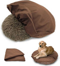 Dog Bed Cover Waterproof Replacement Machine Washable Covers for 24x24 Inch Dog Bed Heavy Duty Scratch Resistant Mattress Protector Pet Bed Round Brown Cover Only