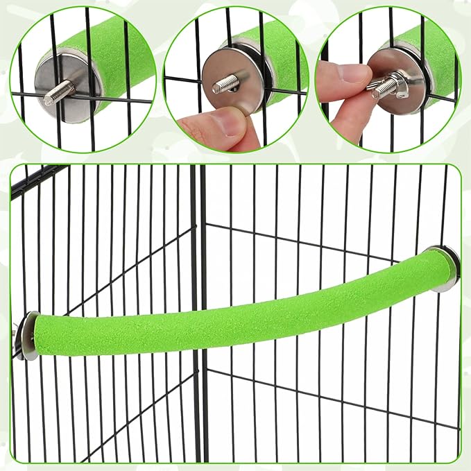 Rypet Parrot Perch Stand Toy Used for Cage Corner for Paw Grinding Clean Stick Exercise, Rough-Surfaced Quartz Bird Perch Standing Cage Accessorie for for Small Parakeets Cockatiel Conures (Green L)