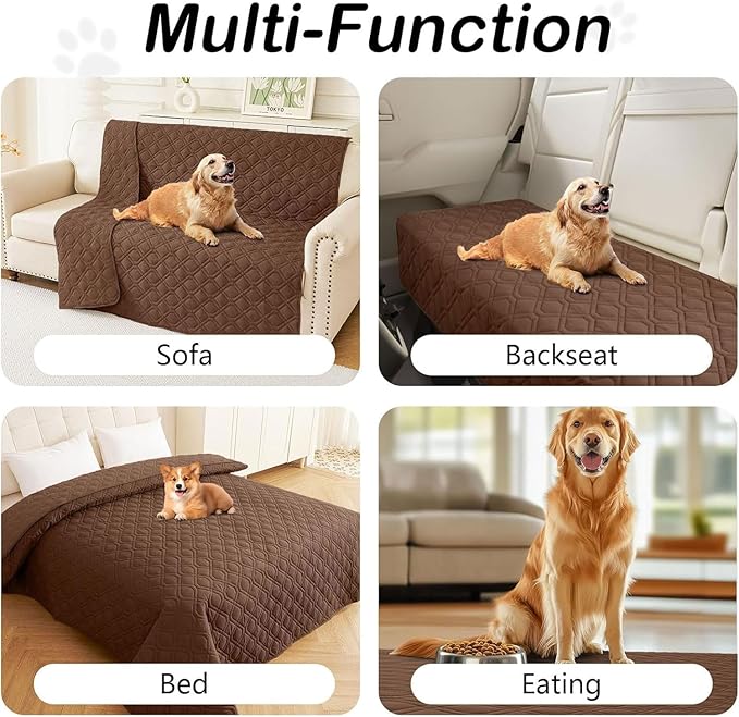 hyha Waterproof Dog Bed Blanket, Soft Pet Blankets, Waterproof Couch Cover for Dogs, Reversible Sofa Covers Washable for Furniture (52x82 Inch, Brown/Brown)