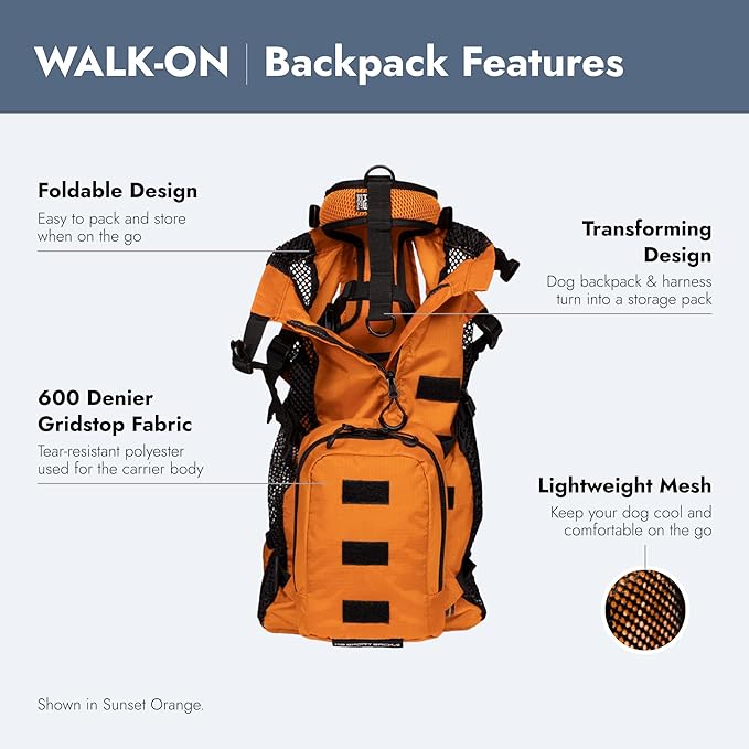 K9 Sport Sack Walk-On - X-Small, Anthracite Black - Ideal for Dogs with 9-12” Back Length - Lightweight, Packable, Backpack-Style Carrier - Includes Compatible Harness & Storage Bag