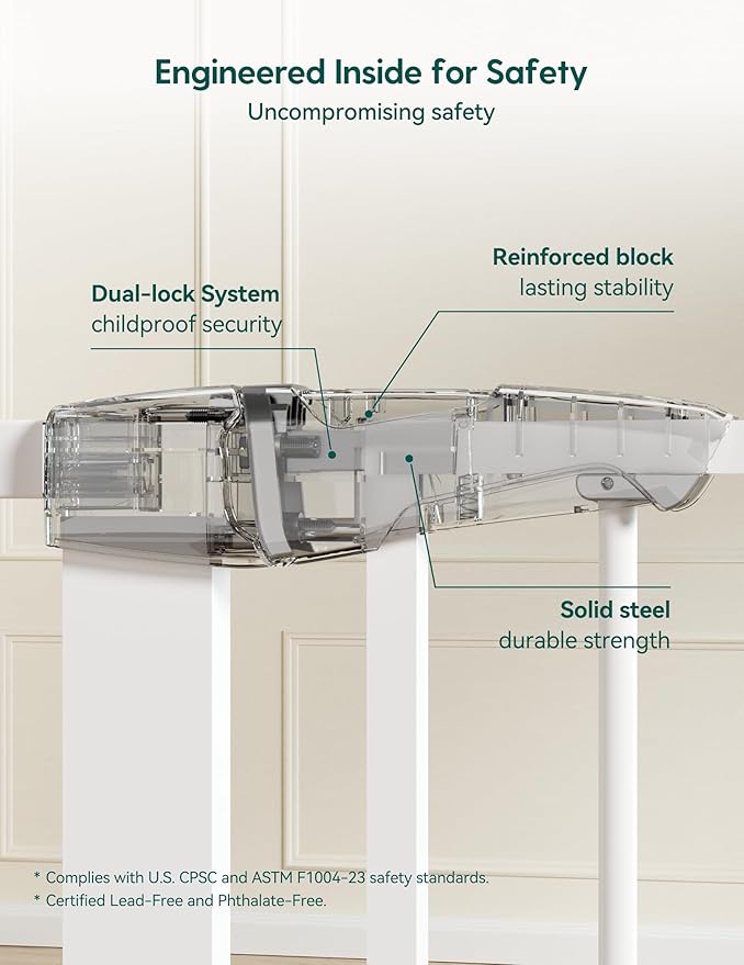 BABELIO 36" Tall Dog Gate PressGuard C5, 26-40" Wide Auto Close Baby Gate, Pressure Mounted Metal Pet Gate, Easy Install No Drilling, No Tools Needed, with Wall Protectors and Extension Kits, White