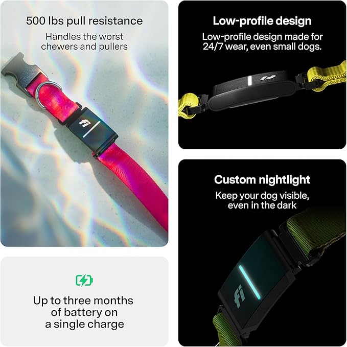 New Fi Series 3+ Smart Dog Tracker Collar [6 Month Membership Included] GPS Tracker for Dogs with Health & Behavior Monitoring, Escape Alerts, Waterproof, LED, Apple Watch Compatible (Blue, X-Small)