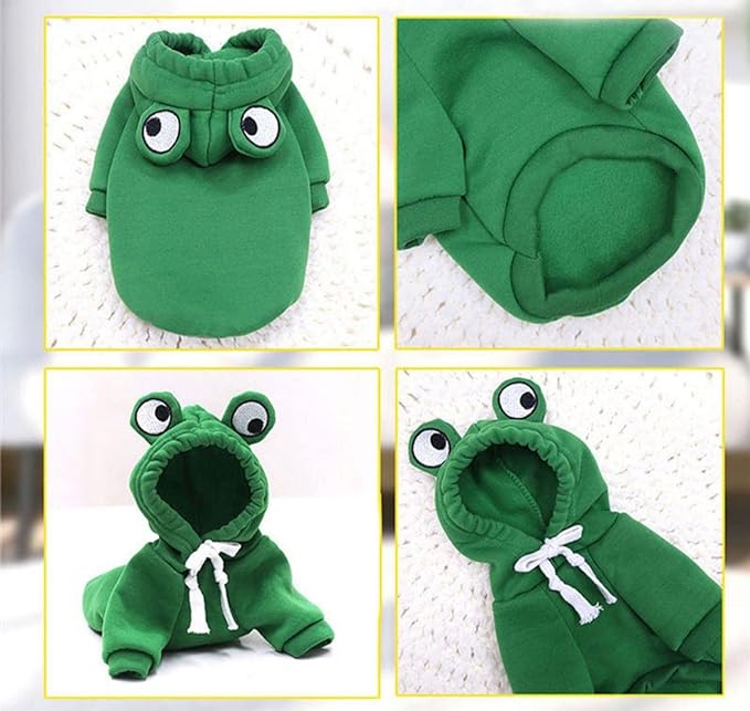 Warm Dog Winter Clothes Cute Fruit Dog Coat Hoodies Fleece Pet Dogs Costume Jacket for French Bulldog Chihuahua Ropa para Perro(Green,XL)