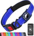 Airtag Dog Collar with AirTag Holder for Puppy Small Dogs, Reflective, Soft Padded & Safety Locking Buckle, Nylon Pet Collars Adjustable for All Breeds, NavyBlue,XS