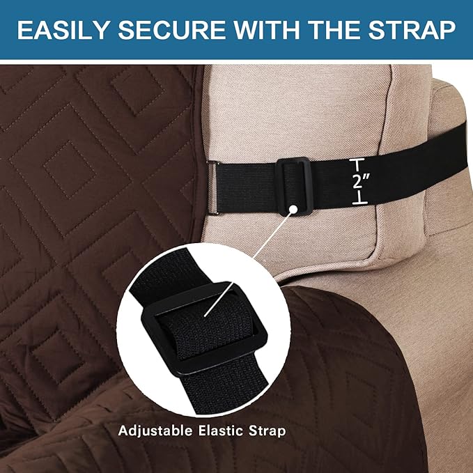 H.VERSAILTEX Reversible Loveseat Cover Furniture Protector Anti-Slip Water Resistant 2 Inch Wide Elastic Straps Couch Covers Pets Kids Fit Sitting Width Up to 46"(Love Seat: 75" x 90", Brown/Beige)