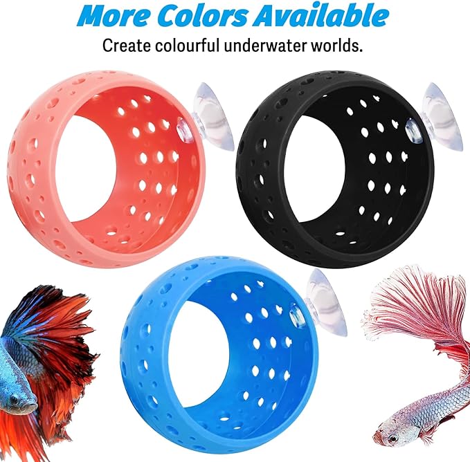 Fhiny Betta Tunnel, Aquarium Fish Hideout with Suction Cup - Shrimp Cave Aquarium Decor for Small Fish, Shrimp, Guppy Hiding & Resting (Blue)