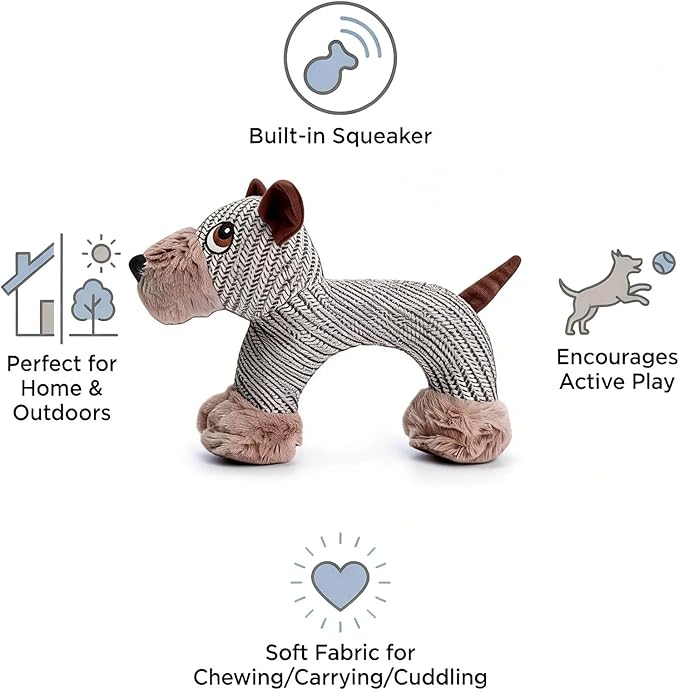 Linen Safari Companions, Squeaky Dog Chew Animals, with Durable Linen Material, Durable and Resistant to Chewing, for Relieve Dog's Boredom (Elephant+Sheep)