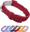 Dynmeow Soft and Breathable Cotton Dog Collar, Durable Adjustable Pet Collar with Quick-Release Buckle, Lightweight for Sensitive Skin for Small and Medium Dogs, Red, S