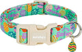 Easter Dog Collar for Small Dogs, Adjustable Green Small Dog Collar with Colorful Eggs Pattern, Cute Easter Dog Collars Girl Boy Collar for Dogs -S