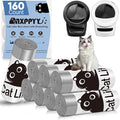 160 Count Cat Litter Box Liners for Litter Box Robot 4/5, Cat Litter Bags for Automatic Litter Box, 10-12 Gallon Heavy Duty Waste Bags with Drawstrings, 25.19" x 15.7" (Black)