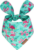 Luxury Double-Layer Dog Birthday Bandana – Handmade, Silk-Soft Polyester for All Dog Sizes | Birthday & Party Outfit | Gift-Ready Pet Accessory(Blue Flamingo, Small)