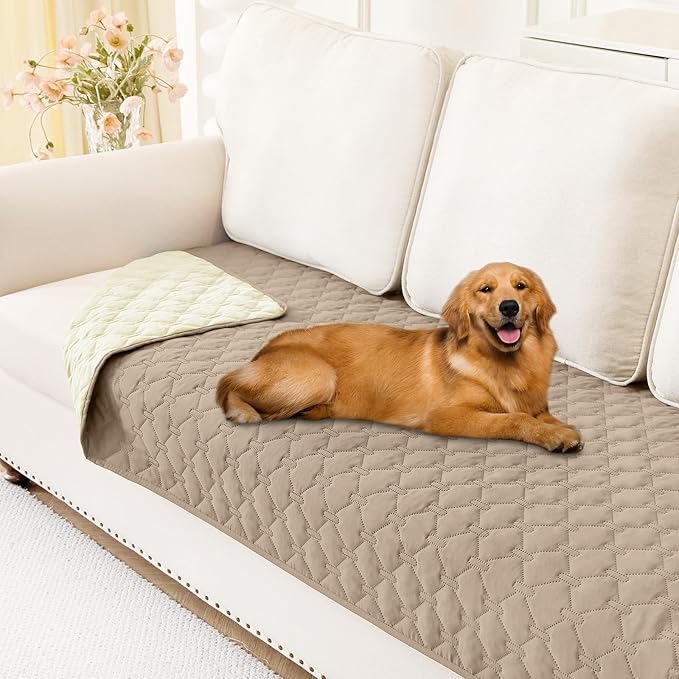 Smiry Waterproof Dog Bed Cover Blanket, Soft Reversible Pet Blanket, Washable Leakproof Cats Dogs Couch Cover for Sofa, Couch, Furniture (30x70 Inch, Taupe/Beige)