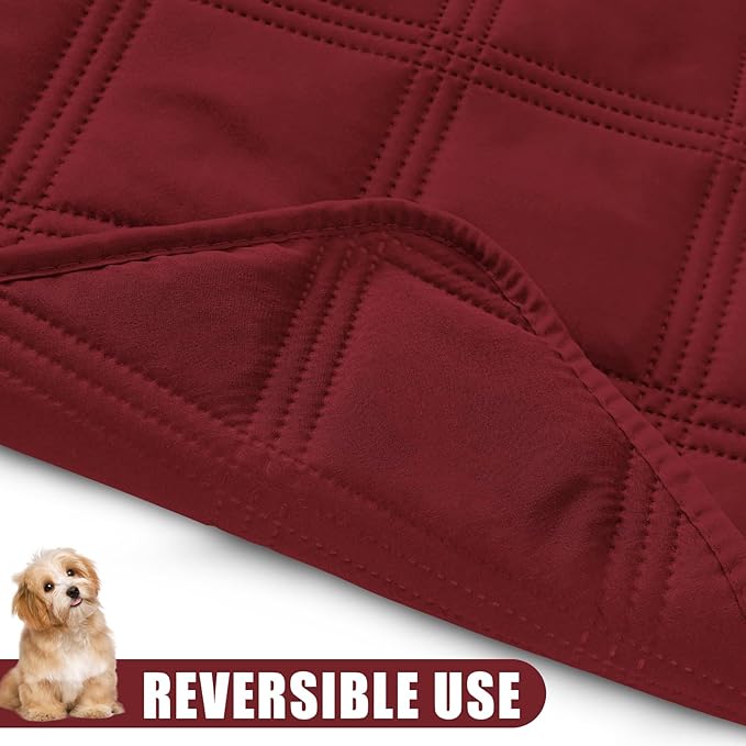 Smiry Waterproof Dog Bed Cover Blanket 30x53, Soft Reversible Pet Blanket, Washable Leakproof Cats Dogs Couch Cover for Sofa, Couch, Furniture, Wine Red/Wine Red