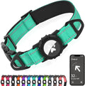 Joytale Airtag Dog Collar, Reflective Pet Collar with Waterproof AirTag Holder, Dual D-Rings, Soft Padded Adjustable for Extra Small and Puppy Dogs, Teal, XS