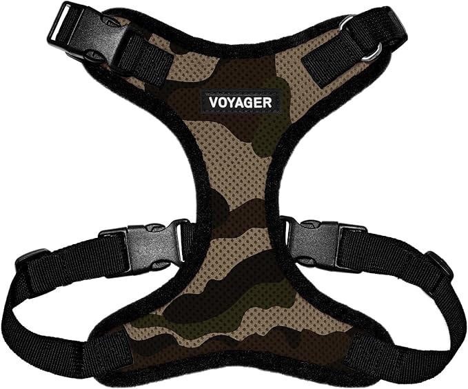 Voyager Step-in Pet Harness - All Weather Mesh, Adjustable Step in Harness for Cats and Dogs by Best Pet Supplies - Army/Black Trim, S