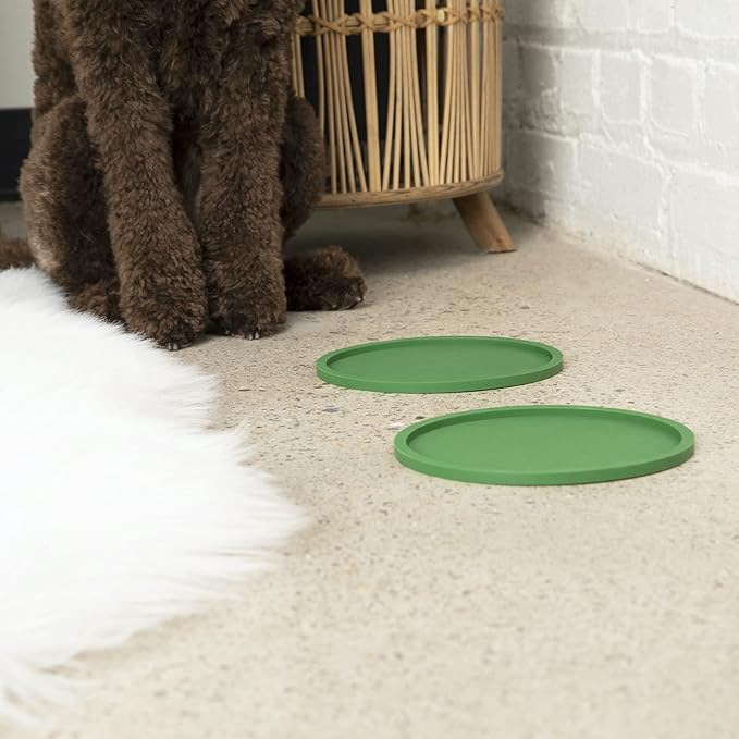 Waggo Habit Silicone Dog Placemat – Set of 2 Modern Heavyweight Silicone Dog Food Mats, Dishwasher Safe, Non-Slip, Solid Color – White (Large, 9")