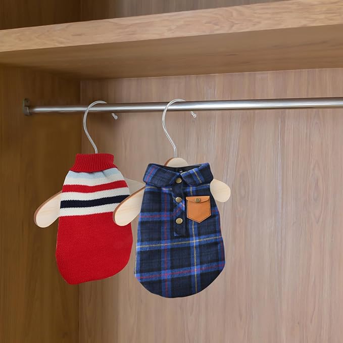 10pcs 8.66-inch Wooden Pet Hangers for Small Dogs and Cats, Wear-Resistant Dog Clothes Hangers, Household Professional Pet Accessory for Closet Organization