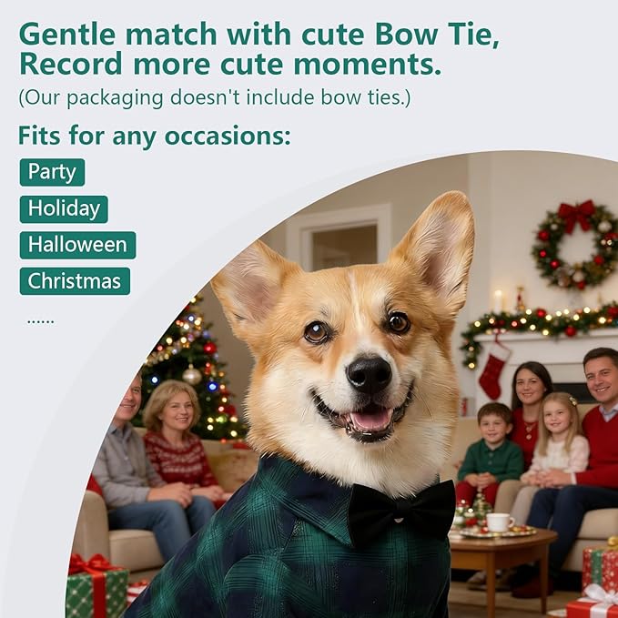 Koneseve Dog Shirt Pet Plaid Clothes T-Shirt Sweater Matching Breathable for Large Dog Adorable Casual Cozy Halloween Thanksgiving Christmas Costumes (Green; 6XL)