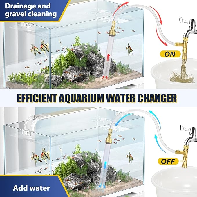 GADFISH Gravel Vacuum for Aquarium Water Changer Fish Tank Cleaning Tools, Siphon Universal Quick Pump Aquarium Water Changing (70ft)